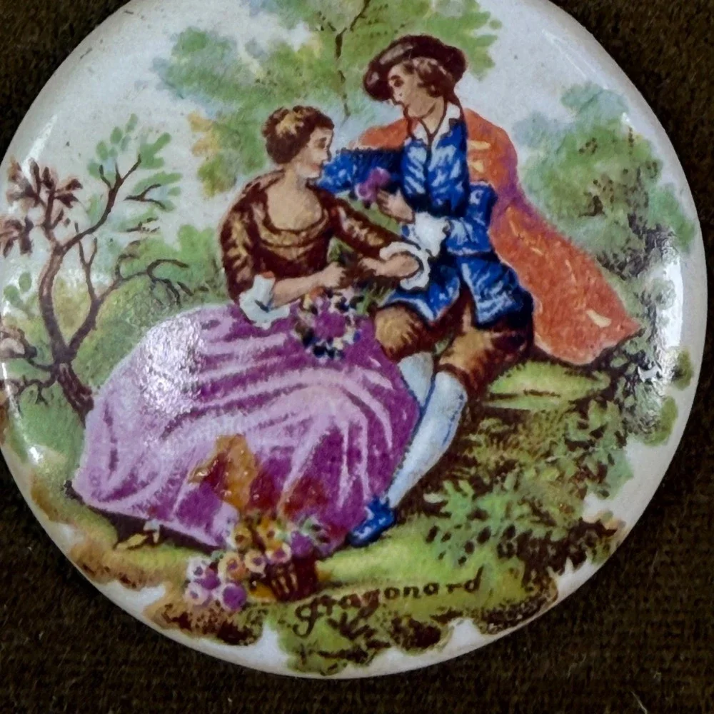 Vintage Fragonard Limoges Style Porcelain Cameo Plaques Gold Frames Set of 4